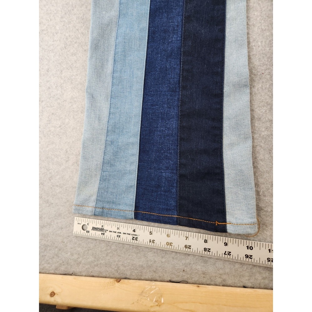 Altar'd State Jeans Sz 26 Tall Long Blue Denim Striped Flare 70s Hippie Festival - Picture 4 of 15